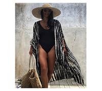 Femme Cache Maillot De Bain Couverture de plage for maillots de bain femmes noir cravate teinture Kimono maillot de bain Cape robe d'été tenues de plage ( Color : Black kimono beach , Size : One Size
