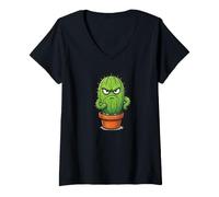 Femme Cactus en colère T-Shirt avec Col en V