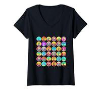 Femme Cactus Pop Like Art Groovy 80s Succulents colorés T-Shirt avec Col en V