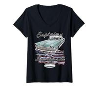 Femme Caddy,Led Sled,Custom,HotRod,US Muscle Car,Vintage,Voiture T-Shirt avec Col en V