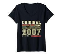 Femme Cadeau 18e Anniversaire Original Juillet 2007 Vintage T-Shirt avec Col en V