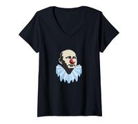 Femme Cadeau Amusant de Clown Anti-Poutine T-Shirt avec Col en V, Noir, XXL