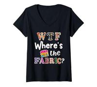 Femme Cadeau Amusant de couturière « Where is The Fabric 3 » T-Shirt avec Col en V