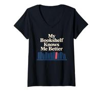 Femme Cadeau Amusant pour Les Amateurs de Livres pour Les lecteurs avec trop de Livres T-Shirt avec Col en V