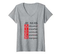 Femme Cadeau Atsem d'école Fin d'année, Cadeau Atsem Maternelle T-Shirt avec Col en V