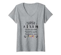 Femme Cadeau atsem maternelle, cadeau atsem d'école fin d'année T-Shirt avec Col en V