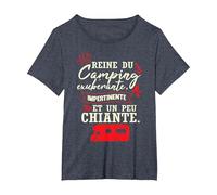 Femme Cadeau Campeuse Reine du Camping Camping Car T-Shirt, Femme Grandes Tailles, Bleu Chiné, 6X