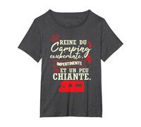 Femme Cadeau Campeuse Reine du Camping Camping Car T-Shirt, Femme Grandes Tailles, Chiné Foncé, 6X
