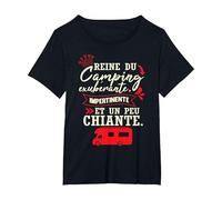 Femme Cadeau Campeuse Reine du Camping Camping Car T-Shirt, Femme Grandes Tailles, Noir, 6X