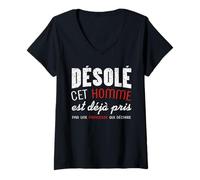 Femme Cadeau Couple Princesse Humour Désolé cet Homme est Déjà Pris T-Shirt avec Col en V