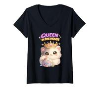 Femme Cadeau d'amant de Chaton Princesse Chat T-Shirt avec Col en V