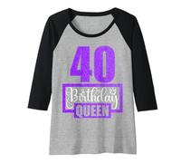 Femme Cadeau d'anniversaire Queen 40 Ans 40e Anniversaire Femme Manche Raglan