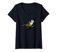 Femme Cadeau de la mésange bleue pour l'observation des mésanges T-Shirt avec Col en V