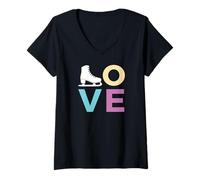 Femme Cadeau de patinage artistique pour filles et femmes ; Love to Ice Skate T-Shirt avec Col en V