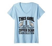 Femme Cadeau de récupération de Chirurgie Cardiaque pour Les survivants de Double Pontage. T-Shirt avec Col en V
