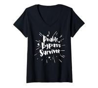 Femme Cadeau de récupération de Chirurgie Cardiaque pour Les survivants de Double Pontage. T-Shirt avec Col en V
