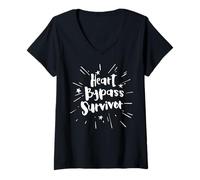Femme Cadeau de récupération de Chirurgie Cardiaque pour Les survivants de Pontage. T-Shirt avec Col en V