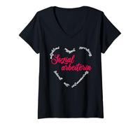 Femme Cadeau de Travail Social T-Shirt avec Col en V