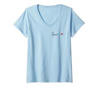 Femme Cadeau de Typographie en Forme de cœur T-Shirt avec Col en V