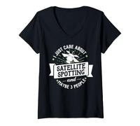 Femme Cadeau d'observation Satellite - I Just Care About Satellite SPO T-Shirt avec Col en V