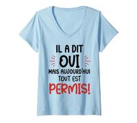 Femme Cadeau evg team du marié humour beauf T-Shirt avec Col en V