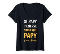 Femme Cadeau Fête des Papy Humour Papy Fête des Grands-Pères T-Shirt avec Col en V