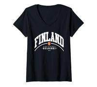 Femme Cadeau Finlande Drapeau Finlandais République Finlande ami Finlandais T-Shirt avec Col en V