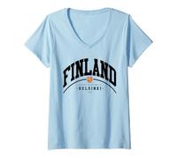 Femme Cadeau Finlande Drapeau Finlandais République Finlande ami Finlandais T-Shirt avec Col en V