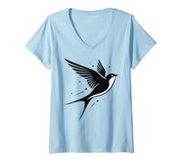 Femme Cadeau Graphique d'hirondelle Volante pour Les Amateurs d'oiseaux pour Homme et Femme T-Shirt avec Col en V