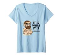 Femme Cadeau Humoristique avec Citation stoïque philosophie pour Hommes, Femmes, Enfants T-Shirt avec Col en V