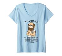 Femme Cadeau Humoristique avec Citation stoïque philosophie pour Hommes, Femmes, Enfants T-Shirt avec Col en V