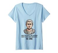 Femme Cadeau Humoristique avec Citation stoïque philosophie pour Hommes, Femmes, Enfants T-Shirt avec Col en V