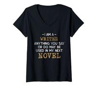 Femme Cadeau humoristique pour homme et femme - « I'm a Writer » T-Shirt avec Col en V