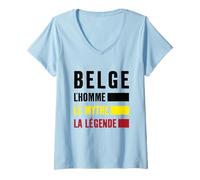 Femme Cadeau Humour Belgique Belge L'Homme Le Mythe La Légende T-Shirt avec Col en V