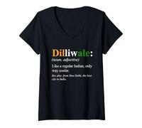 Femme Cadeau Indien New Delhi - Définition de Dilliwale T-Shirt avec Col en V