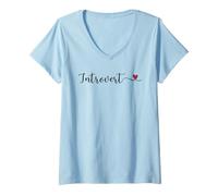 Femme Cadeau introverti en Forme de cœur T-Shirt avec Col en V