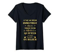 Femme Cadeau Personnalisé Merci Directrice Enseignante D'école T-Shirt avec Col en V