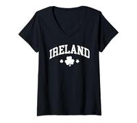 Femme Cadeau pour ami Irlande République d'Irlande National T-Shirt avec Col en V