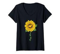 Femme Cadeau pour Amoureux de Chien Motif Tournesol Terrier écossais T-Shirt avec Col en V