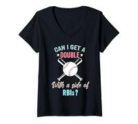Femme Cadeau pour Le Joueur de Baseball Qui Peut Obtenir Un Double T-Shirt avec Col en V