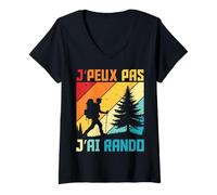Femme Cadeau Rétro Randonnée pour Randonneur J'Peux Pas J'Ai Rando T-Shirt avec Col en V
