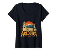 Femme Cadeau Souvenir de Voyage Vintage Arequipa Pérou T-Shirt avec Col en V