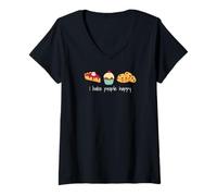 Femme Cadeau sur Le thème de la Cuisson des Desserts I Bake People Happy T-Shirt avec Col en V