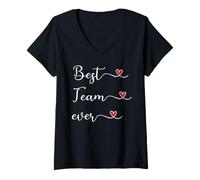 Femme Cadeau typographique Manuscrit avec Inscription « Best Team Ever » T-Shirt avec Col en V