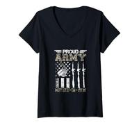 Femme Cadeaux de Belle-mère de l'armée américaine T-Shirt avec Col en V