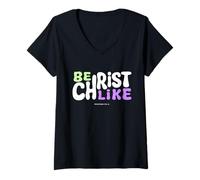 Femme Cadeaux de Noël chrétiens versets bibliques Écritures Christ Like T-Shirt avec Col en V