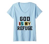 Femme Cadeaux de Noël chrétiens versets bibliques Écritures My Refuge T-Shirt avec Col en V