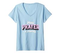 Femme Cadeaux de Noël chrétiens versets bibliques Écritures prière T-Shirt avec Col en V