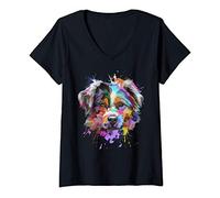 Femme Cadeaux du berger australien pour les amoureux des chiens T-Shirt Femme avec Col en V