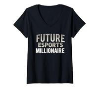 Femme Cadeaux eSports amusants pour les joueurs Future eSports Millionaire T-Shirt avec Col en V